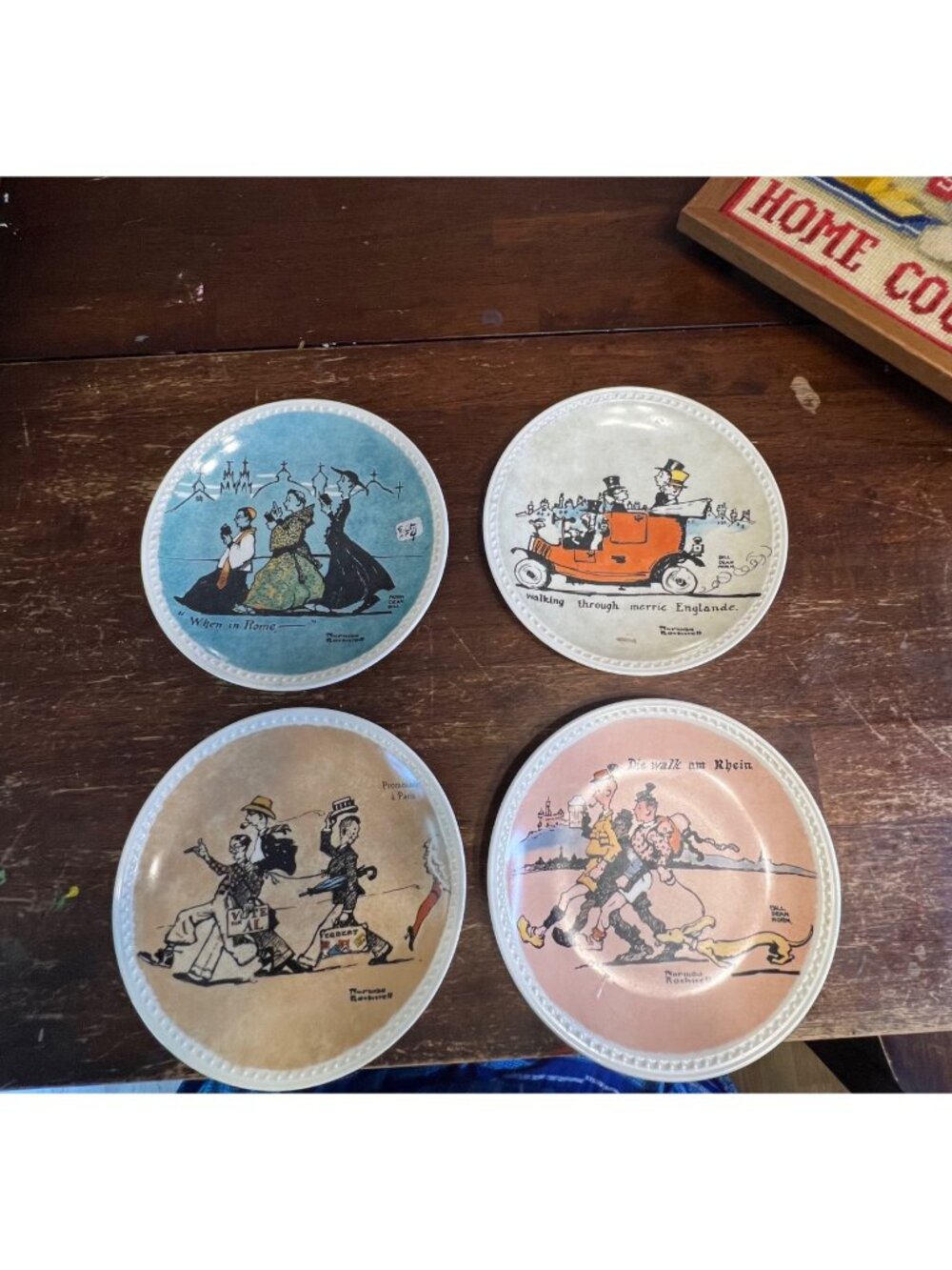 Rockwell on Tour Ltd. Ed. Collector Plates (4) Newell Pottery Co. paperwork incl
